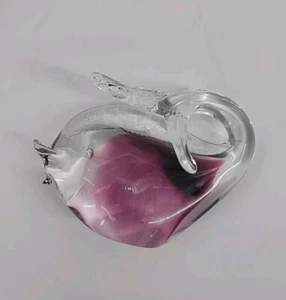 Fish Figurine Murano Style Art Glass Purple Clear Glass Paper Weight - Picture 1 of 6