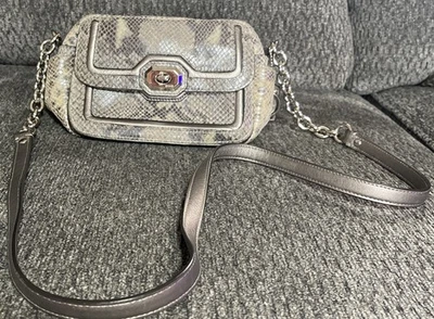 COACH Campbell Exotic Leather Crossbody Camera Bag Python Grey/Silver (D8) - Image 1 of 4