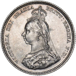 Chelín 1887 - Moneda de plata británica Victoria - Excelente - Imagen 1 de 2