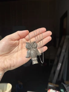 Epische Vintage Reed & Barton Eule Pfeife Sterlingsilber mit langer Sterling Kette - Bild 1 von 6