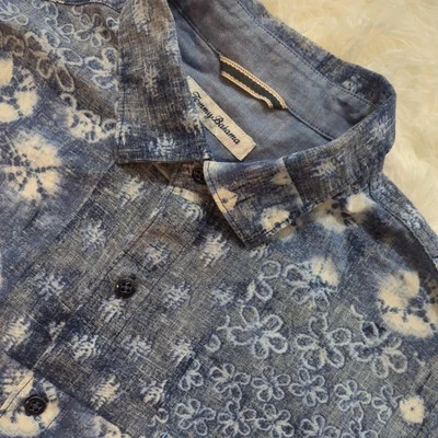 Tommy Bahama Shirt Mens XL Short Sleeve Button Up Tie Dye Casual Linen Blend - Image 1 of 4