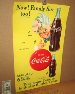 COCA-COLA SPRITE BOY - Big Paper Sign - OLD VINTAGE - Dated1955 - SNYDER & BLACK - Picture 1 of 23