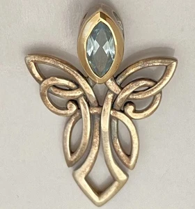 Ciondolo angelo custode celtico Keith Jack argento sterling 925 e topazio blu 10 carati - Foto 1 di 6