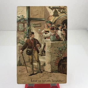 Postal vintage de 1920 Lead Us Not Into Temptation / sin publicar - Imagen 1 de 2