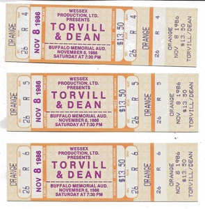 3 boletos de patinaje sobre hielo vintage 1986 Torvill & Dean 11/8 Buffalo Memorial Aud NY - Imagen 1 de 2