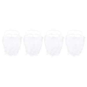 4pcs Santa Claus Long Beard White Artificial Beard Cosplay Costume Accessory - Picture 1 of 12