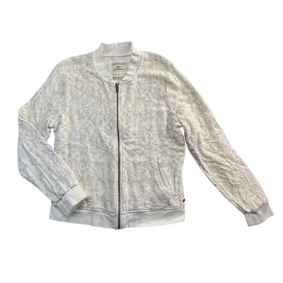 Chaqueta Bomber O'Neill Texturizada Blanca Estampado Geométrico Cremallera Completa Para Mujer Talla L Foto 1 de 4
