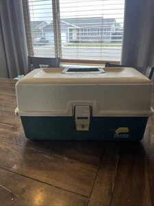 Vintage Plano grün beige 3 Fächer Angelgerätekasten - Bild 1 von 8
