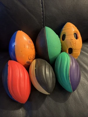 Vintage Nerf Poof & Turbo Mini Football Lot. One Sealed. Multi-Colored - Image 1 of 4