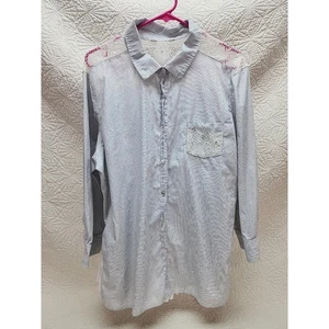 Damen Bluse mit Knopfleiste Nadelstreifen Baumwolle Spitze Größe L 22x28 Westerncore - Bild 1 von 7