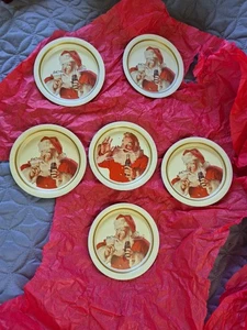 Coca-Cola 1980s Vintage Tin Metal Coasters Lot of 6 - Picture 1 of 13
