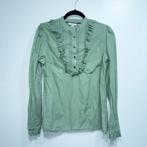 Neu Boden Basil grüne Rüschen Popover Bluse Größe 8 - Bild 1 von 8
