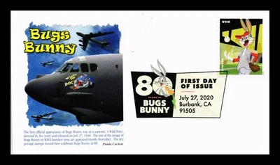 CUBIERTA DE EE. UU. BUGS BUNNY BÉISBOL 80 ANIVERSARIO FDC PANDA CACHET CUBIERTA DE EE. UU. Foto 1 de 2