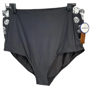 Swimsuits For All Womens Swim Brief Bottom Sz 16 Black Diamond Print High Waist - Picture 1 of 8