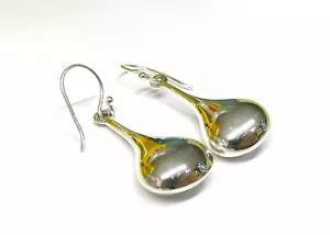 Classic 925 Sterling Silver Medium 3D Pear Drop Earrings 36 x 12 mm + Gift Box - Picture 1 of 9
