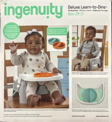 Asiento de alimentación portátil ligero para aprender a cenar con 2 platos bebé pequeño Foto 1 de 2