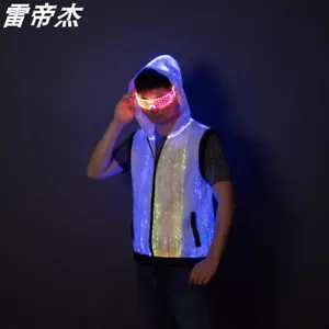Light-Up Costume LED Glasses Fiber Optic Hooded Vest Jacket Stage Performance - Picture 1 of 8