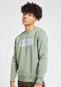 JACK & JONES Men Sherpa Lined L Graphic Sweatshirt Spell Out Casual Streetwear - Picture 1 of 14
