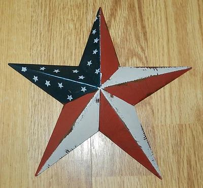 PRIMITIVO ANGUSTIADO AMERICANA ROJO BLANCO Y AZUL METAL GRANERO ESTRELLA!! Foto 1 de 2