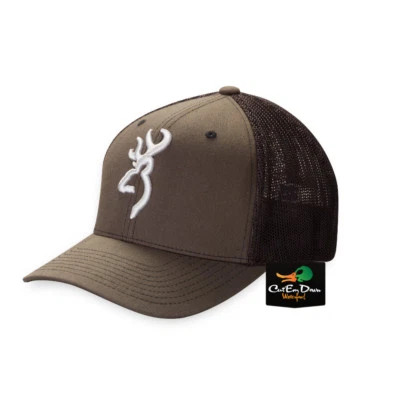 NEW BROWNING COLSTRIP MESH BACK FLEX FIT BALL CAP HAT BUCKMARK LOGO CHARCOAL - Image 1 of 2