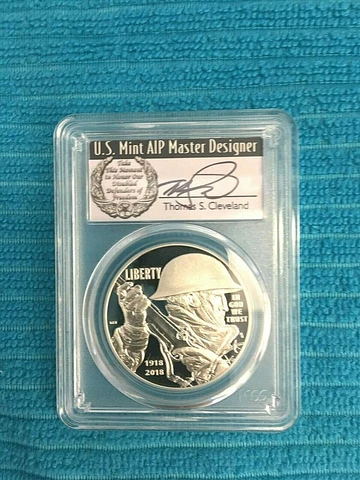 2018-P World War I WWI CENTENNIAL COMM PR70DCAM PCGS 1st STRIKE THOMAS CLEVELAND Cover