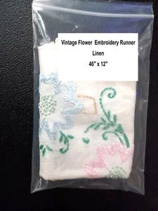 Vintage Flower Embroidery Runner - Has Imperfections - Linen - 46" x 12" - Bild 1 von 12