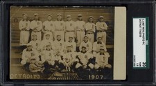 1907 Detroit Tigers Real Photo Postcard Ty Cobb Rookie Post Marked 1907 SGC