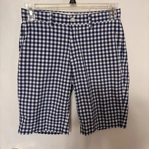 Polo by Ralph Lauren Blue White Gingham Plaid Chino Shorts Sz 29 100% Cotton - Picture 1 of 9
