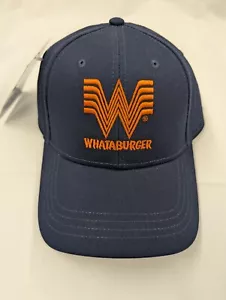 Whataburger Navy Blue Orange Embroidered Logo NWT Snapback Cap America Hat i3034 - Picture 1 of 3