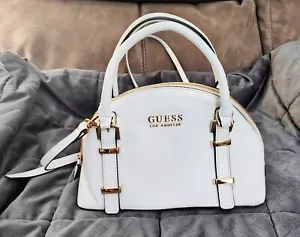 Guess Los Angeles White Satchel Handbag Purse Adjustable Detachable Strap - Picture 1 of 7
