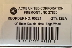 ACME Westcott flexibles Holz/Messing Kantenlineal 05221 1 Dutzend 12 Stück Zoll & cm - Bild 1 von 3
