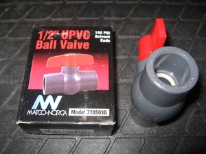 Matco Norca 770S03G 1/2" UPVC Ball Valve solvent 150 psi - Picture 1 of 2