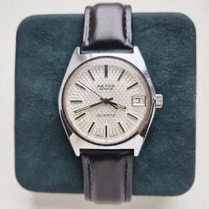 SWISS STEEL WATCH WITH CALENDAR AETOS GENEVE 7 JEWELS - Picture 1 of 7