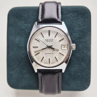 ШВЕЙЦАРСКИЕ СТАЛЬНЫЕ ЧАСЫ С КАЛЕНДАРЕМ AETOS GENEVE 7 КАМНЕЙ - Изображение 1 из 4
