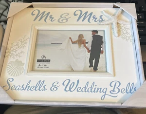 White Coastal Beach Wedding Picture Frame Malden International Designs 4" x 6"  - Picture 1 of 1