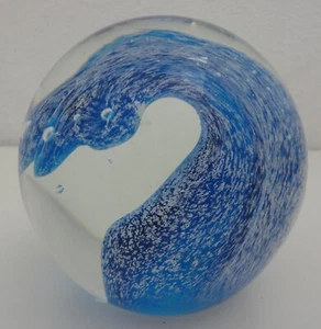 Wave Art Glass Paperweight Nautical Ocean Decor - Picture 1 of 4