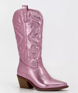 Neu Cowboystiefel halbhoher Damen Absatz Schuhe Reißverschluss Westernreiter Kunstleder Gr. - Bild 1 von 22