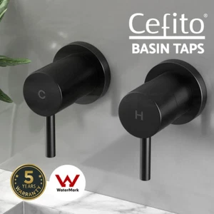Cefito Bathroom Tap Shower Twin Tap Faucet Basin Sink Bath Swivel Black - Picture 1 of 10