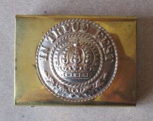 WWI OLD GERMAN ARMY BRASS BELT BUCKLE / BAVARIA / BAYERN / IN TREUE FEST - Picture 1 of 2