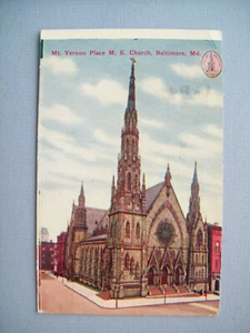 Mt, Vernon Place m.e. Kirche, Baltimore, Md Postkarte - Bild 1 von 2