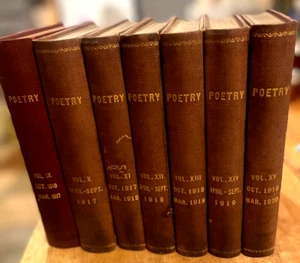 Poetry, A Magazine of Verse. Vols IX-XV, 1915-1920. Frost, Pound, Sandburg, etc - Picture 1 of 5