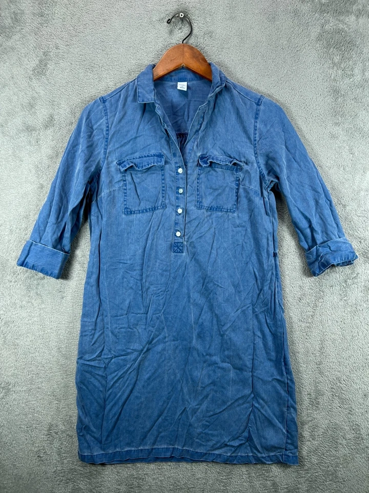 Vestido Camisa Denim Old Navy XS Azul Marino Cuello Popover LyocellChambray Foto 1 de 4