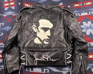 Vtg Jeff Hamilton X James Dean 50s Style Motorcycle leather Jacket Rock Coat L - Picture 1 of 24