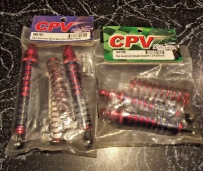 CPV RACING RED 1/10 1/8 SCALE ALLOY SHOCK ABSORBERS SHOCKS F & R WITH SPRINGS - Image 1 of 3