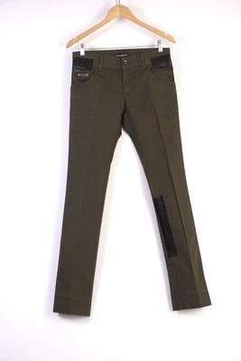 Dolce Gabbana 14 GOLD Woman’s Pants Black Tape Style Size 44 Olive Green - Image 1 of 4