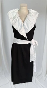 Nue by Shani Damen schwarz-weiß Rüschen Kragen Cocktailkleid Neu mit Etikett Größe 12 - Bild 1 von 10