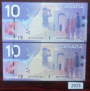 (BN-2925) Canada P-... $10 UNC A consecutive pair, BFC9705535-36 - Picture 1 of 1