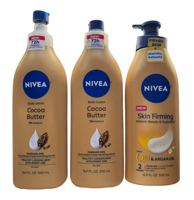 Lote de 3 lociones corporales reafirmantes para piel seca y manteca de cacao Nivea - 3 x 16,9 oz Foto 1 de 3