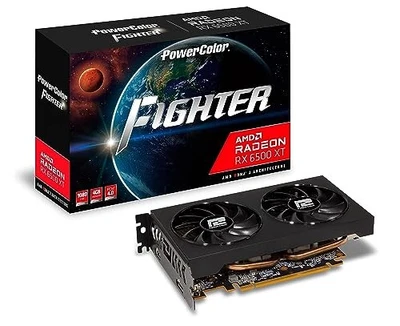 POWERCOLOR FIGHTER AMD RADEON RX 6500 XT GAMING GRAPHICS CARD WITH 4GB MEMORY - Image 1 of 4