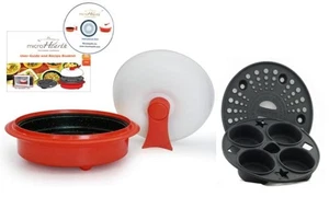 Juego de sartenes antiadherentes de 4 piezas de 1,5 cuartos de galón para cocinar en microondas, rojo - Imagen 1 de 9